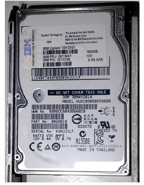 00Y2431 - IBM 900GB 10000RPM SAS 6Gb/s Hot-Swappable 2.5-inch Hard Drive for V3700
