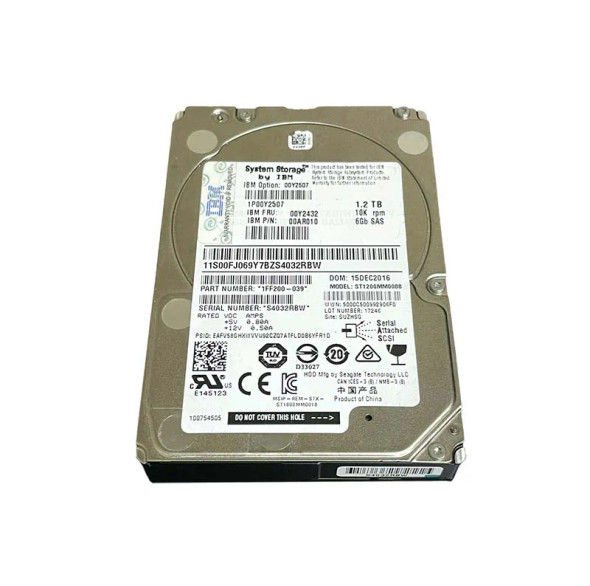 00Y2507 - IBM 1.2TB 10000RPM SAS 6Gb/s Hot-Swappable 2.5-inch Hard Drive for Storwize V3700