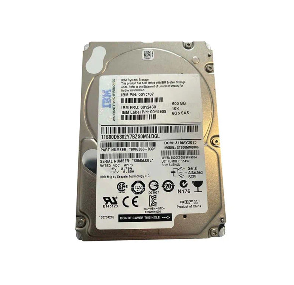 00Y5707 - IBM 600GB 10000RPM SAS 6Gb/s 2.5-inch Hard Drive