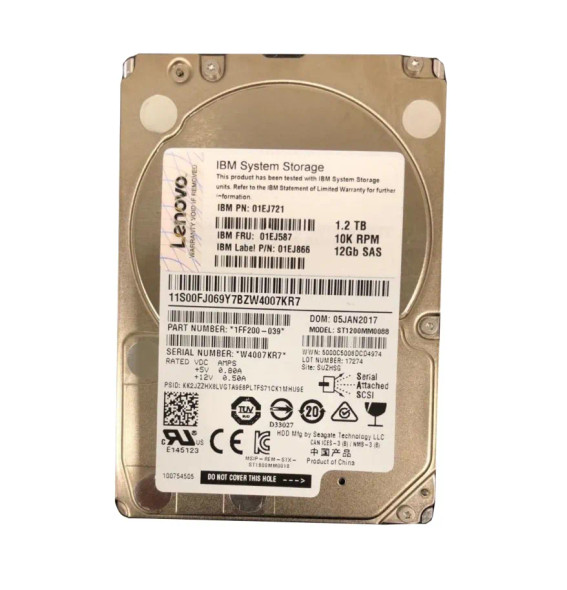 01EJ587 - IBM 1.2TB 10000RPM SAS 12Gb/s 2.5-inch Hard Drive with Tray for Storwize V3700