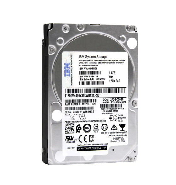 01NN120 - Lenovo 1.8TB 10000RPM SAS 12Gb/s Hot-Swappable 2.5-inch Hard Drive with Tray