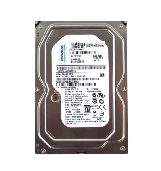 03T7725 - Lenovo 500GB 7200RPM SATA 6Gb/s Hot-Swappable 16MB Cache 3.5-inch Hard Drive with Tray