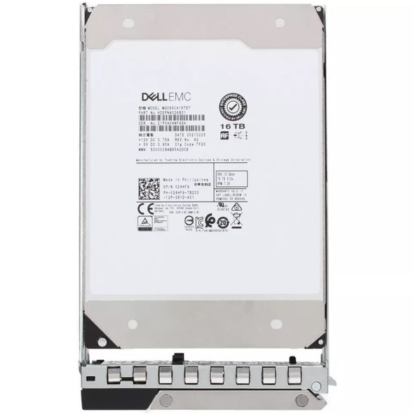 24HF9 - Dell 16TB 7200RPM SAS 12Gb/s Nearline 3.5-inch Hard Drive with Tray