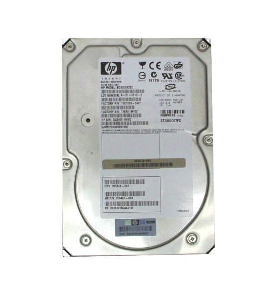 365609-001 - HP 300GB 10000RPM Fibre Channel 2Gb/s Dual Port Hot-Swappable 3.5-inch Hard Drive for StorageWorks