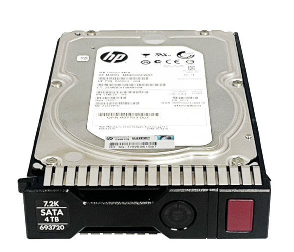 693720-001 - HP 4TB SATA 6Gb/s Hot-Swappable Midline 7200RPM (512n) 3.5-inch Hard Drive with Smart Carrier