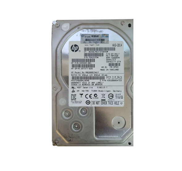 695995-001 - HPE 2TB 7200RPM SATA 3Gb/s 3.5-inch Hard Drive for ProLiant G1 G2 G3 G4 G5 G6 and G7