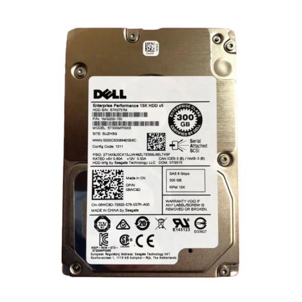 6WC9D - Dell 300GB 15000RPM SAS 12Gb/s Hot-Swappable 128MB Cache (512n) 2.5-inch Hard Drive with Tray for Poweredge G13