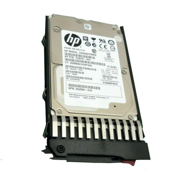 724075-003 - HP 600GB 15000RPM 128MB Cache SAS 12Gb/s dual Port Hot-Swappable (512e) 2.5-inch Hard Drive with Tray