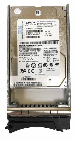 81Y9913 - IBM 300GB 15000RPM SAS 6Gb/s Hot-Swappable 64MB Cache 2.5-inch Hard Drive with Tray