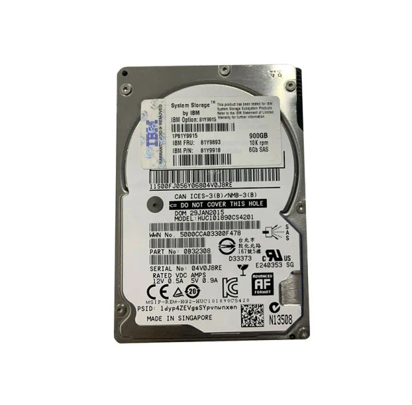 81Y9918 - IBM 900GB 10000RPM SAS 6Gb/s Hot-Swappable 2.5-inch Hard Drive