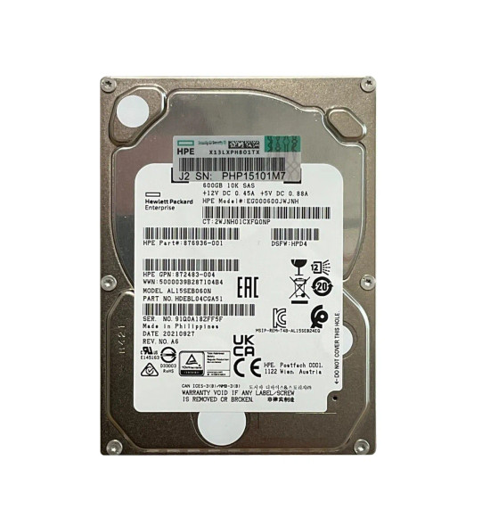 876936-001 - HP 600GB 10000RPM SAS 12Gb/s 2.5-inch Hard Drive