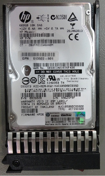 AW611AR - HP 600GB 10000RPM SAS 6Gb/s Hot-Pluggable Dual Port SFF 2.5-inch Hard Drive with Tray for StorageWorks P6000 Enterprise Virtual Array