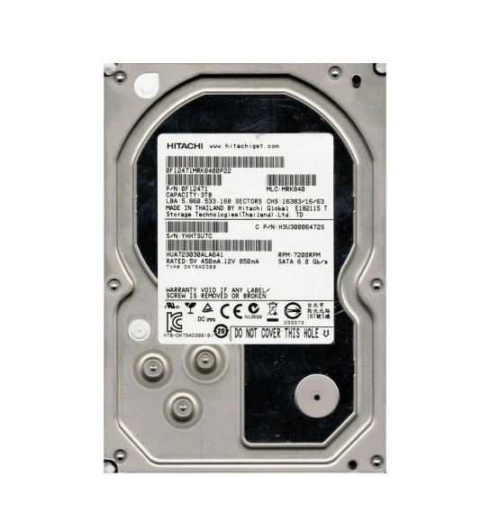 HUA723030ALA641 - HGST Ultrastar 7K3000 Series 3TB 7200RPM SATA 6Gb/s 64MB Cache (512e / TCG) 3.5-inch Hard Drive
