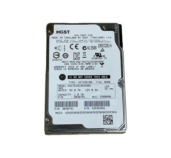 HUC721010ASS601 - HGST Ultrastar C7K1000 1TB 7200RPM 64MB Cache SAS 6Gb/s (TCG / 512e) 2.5-inch Hard Drive