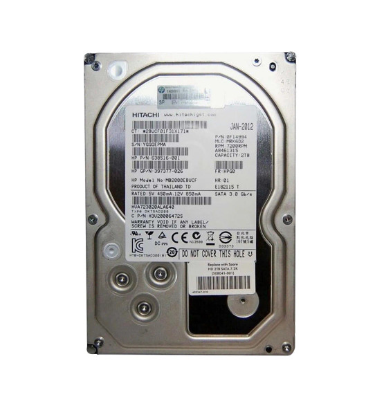 MB2000EBUCF - HPE 2TB 7200RPM SATA 3Gb/s 3.5-inch Hard Drive for ProLiant G1 G2 G3 G4 G5 G6 and G7