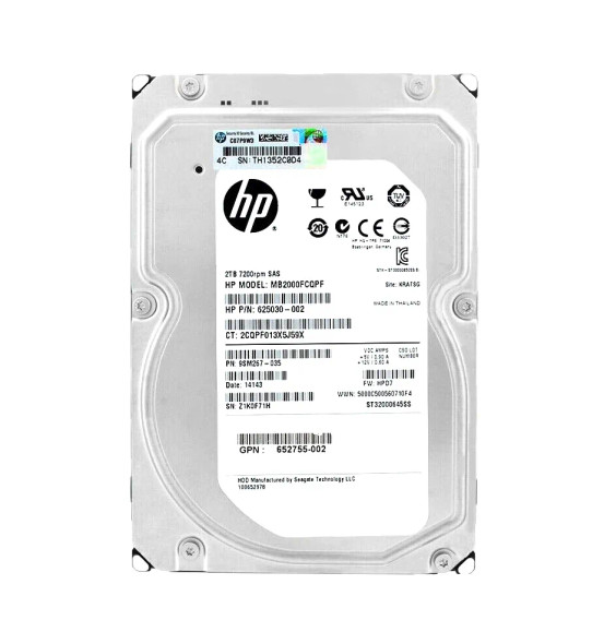 MB2000FCQPF - HPE 2TB 7200RPM SAS 6Gb/s SC 3.5-inch Hard Drive for ProLiant G8 and G9