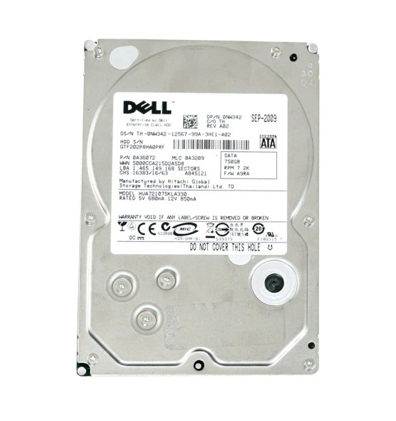 NW342 - Dell 750GB 7200RPM SATA 3Gb/s Hot-Swappable 3.5-inch Hard Drive