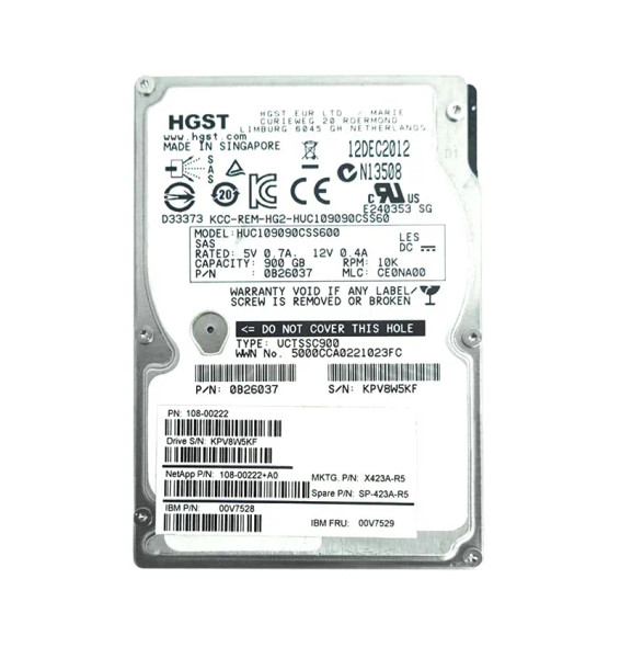 SP-X423A-R5 - NetApp 900GB 10000RPM SAS 6Gb/s Hot-Swappable 2.5-inch Hard Drive