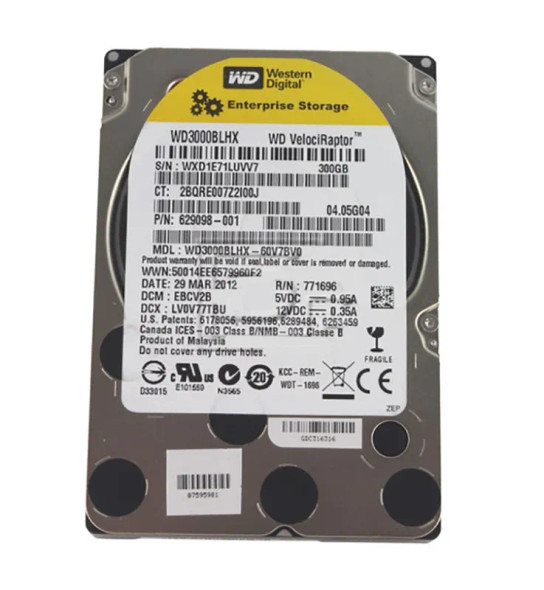 WD3000BLHX-60V7BV0 - Western Digital VelociRaptor 300GB 10000RPM SATA 3Gb/s Hot-Swappable 32MB Cache 2.5-inch Hard Drive