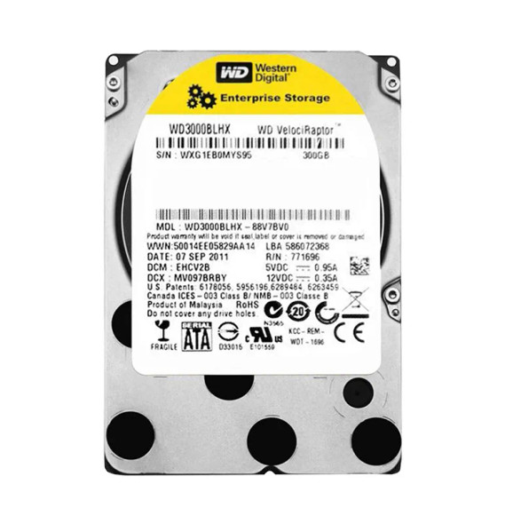 WD3000BLHX-88V7BV0 - Western Digital VelociRaptor 300GB 10000RPM SATA 3Gb/s Hot-Swappable 32MB Cache 2.5-inch Hard Drive