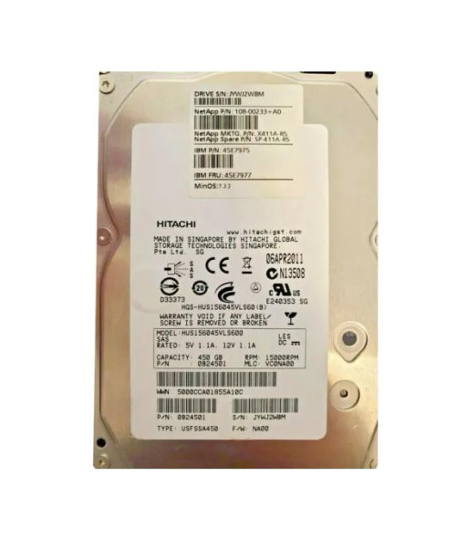 X411A-R5 - NetApp 450GB 15000RPM SAS 6Gb/s Hot-Swappable 64MB Cache 3.5-inch Hard Drive with Tray for DS4243