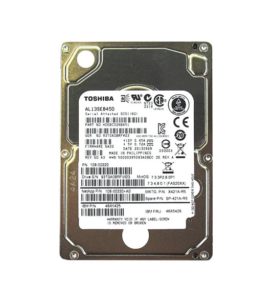 X421A - NetApp 450GB 10000RPM SAS 6Gb/s 2.5-inch Hard Drive