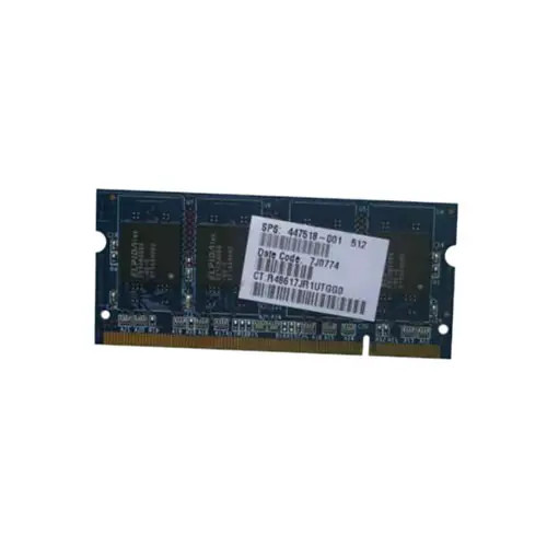447518-001 - Compaq 512MB DDR2-667/PC2-5300 SODIMM 200-Pin CL5 Dual Rank x16 Non-ECC Unbuffered Memory Module