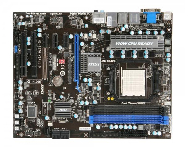 MSI Socket AM3 AMD 890G + SB710 Chipset AMD Phenom II X6/ Phenom II X4/ Phenom II/ AMD Athlon II X4/ Athlon II X3/ Athlon II X2/ AMD Sempron Processors Support DDR3 4x DIMM 5x SATA 3.0Gb/s ATX Motherboard