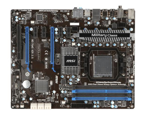 990FXA-GD65-V2 - MSI Socket AM3+ AMD 990FX + SB950 Chipset AMD Phenom II X8/ Phenom II X6/ Phenom II X4/ Phenom II X3/ AMD Athlon II X4/ Athlon II X3/ Athlon II X2/ AMD Sempron Processors Support DDR3 4x DIMM 6x SATA3 6.0Gb/s ATX Motherboard
