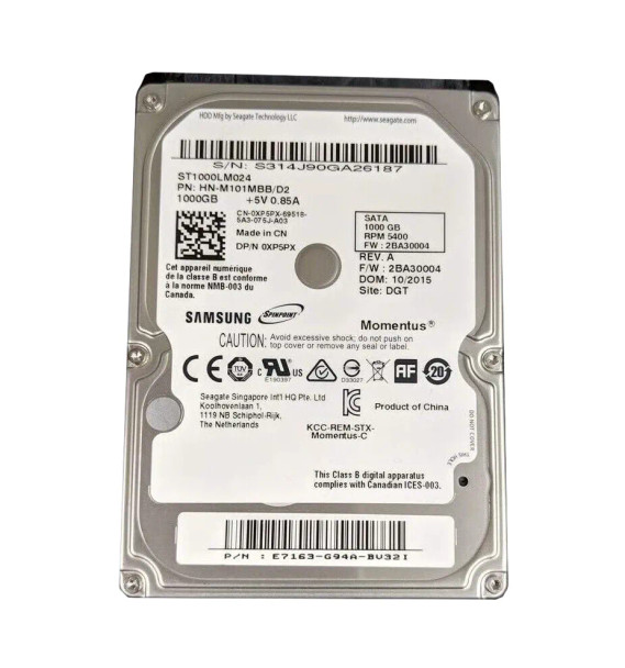XP5PX - Dell 1TB 5400RPM SATA 3Gb/s 8MB Cache 2.5-inch Hard Drive