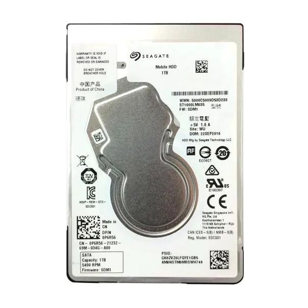 P6R56 - Dell 1TB 5400RPM SATA 6Gb/s 128MB Cache 2.5-inch Hard Drive