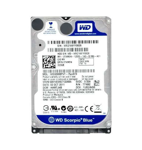 TXM5N - Dell 320GB 5400RPM SATA 3Gb/s 2.5-inch Hard Drive