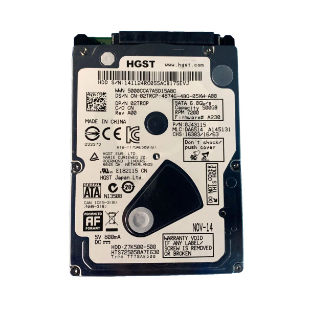 2TRCP - Dell 500GB 7200RPM SATA 2.5-inch Laptop Hard Drive for Latitude 5250