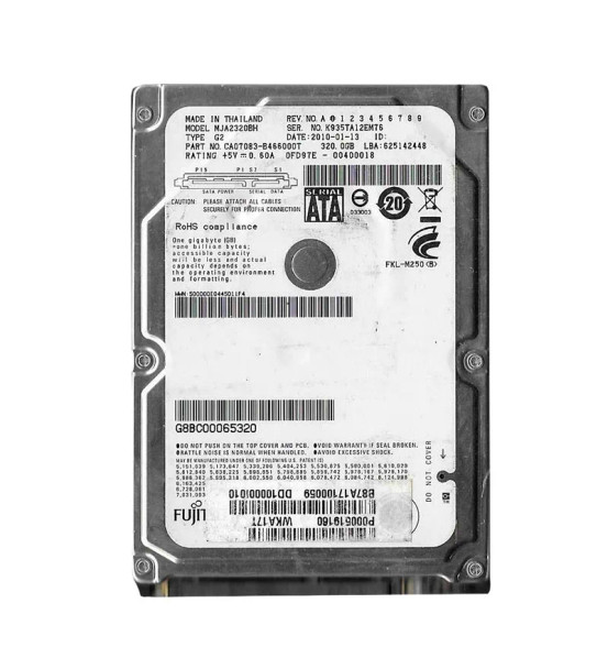 MJA2320BH-G2 - Fujitsu MJA2-BH Series 320GB 5400RPM SATA 3Gb/s 8MB Cache 2.5-inch Hard Drive