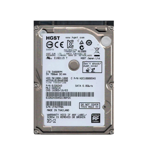 HCC541010A9E680 - HGST CinemaStar C5K1000 Series 1TB 5400RPM SATA 6Gb/s 8MB Cache (512e) 2.5-inch Hard Drive