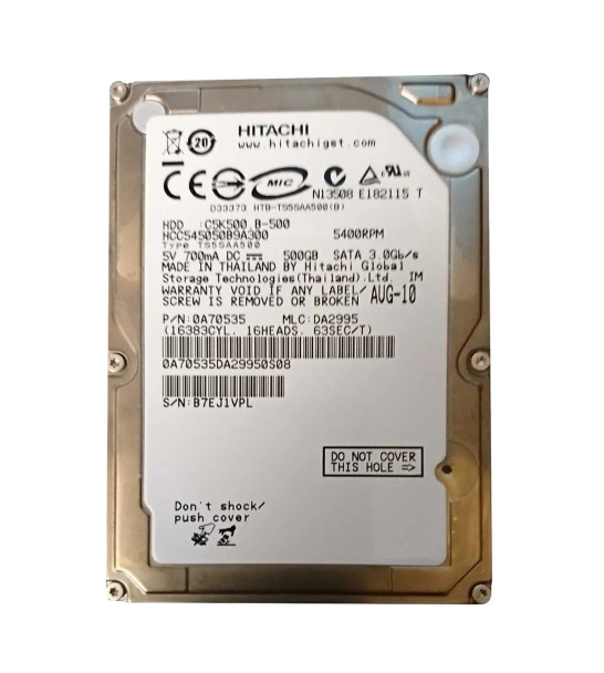 0A70535 - HGST CinemaStar C5K500 Series 500GB 5400RPM SATA 3Gb/s 8MB Cache (512) (CE) 2.5-inch Hard Drive