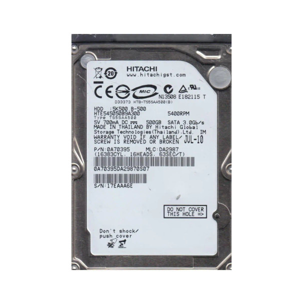 HTE545050B9A300 - HGST Travelstar 5K500.B 500GB 5400RPM 8MB Cache SATA 3Gb/s 2.5-inch Hard Drive