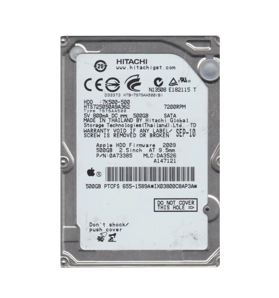 HTS725050A9A362 - HGST Travelstar 7K500 500GB 7200RPM 16MB Cache SATA 3Gb/s 2.5-inch Hard Drive