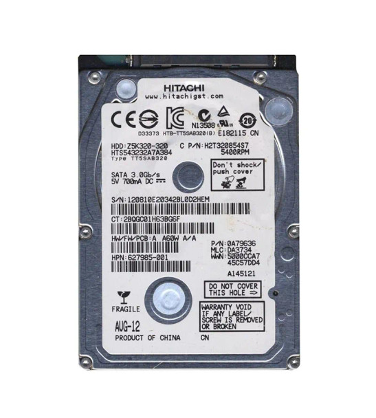 0A79636 - HGST Travelstar Z5K320 Series 320GB 5400RPM SATA 3Gb/s 8MB Cache (512) 2.5-inch Hard Drive
