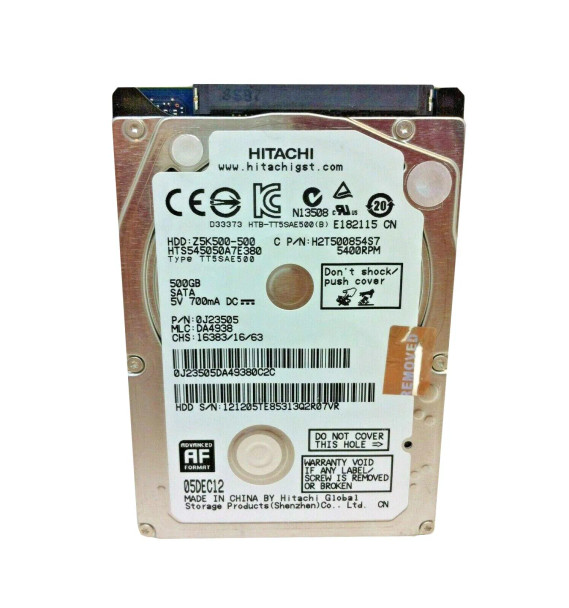 0J23505 - HGST Travelstar Z5K500 500GB 5400RPM SATA 3Gb/s 8MB Cache 2.5-inch Hard Drive