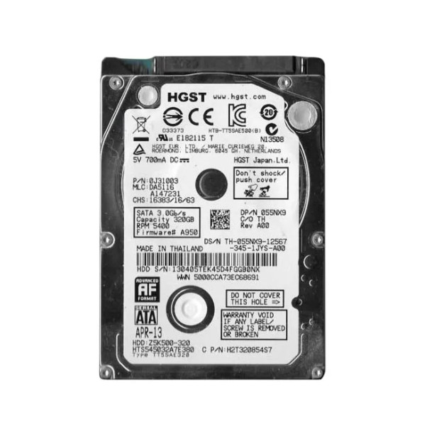 0J31003 - HGST Travelstar Z5K500 Series 320GB 5400RPM SATA 3Gb/s 8MB Cache 2.5-inch Hard Drive