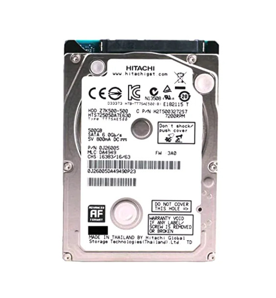 HTS725050A7E630 - HGST Travelstar Z7K500 500GB 7200RPM 32MB Cache SATA 6Gb/s (512e) 2.5-inch Hard Drive