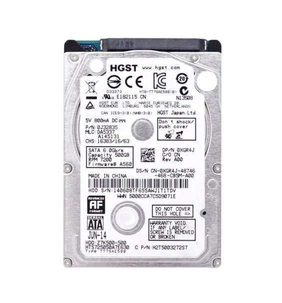 H2T5003272S7 - HGST Travelstar Z7K500 500GB 7200RPM SATA 6Gb/s 32MB Cache (512e) 2.5-inch Hard Drive