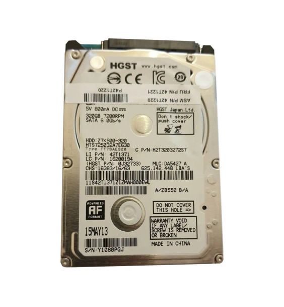 H2T3203272S7 - HGST Travelstar Z7K500 Series 320GB 7200RPM SATA 6Gb/s 32MB Cache (512e) 2.5-inch Hard Drive