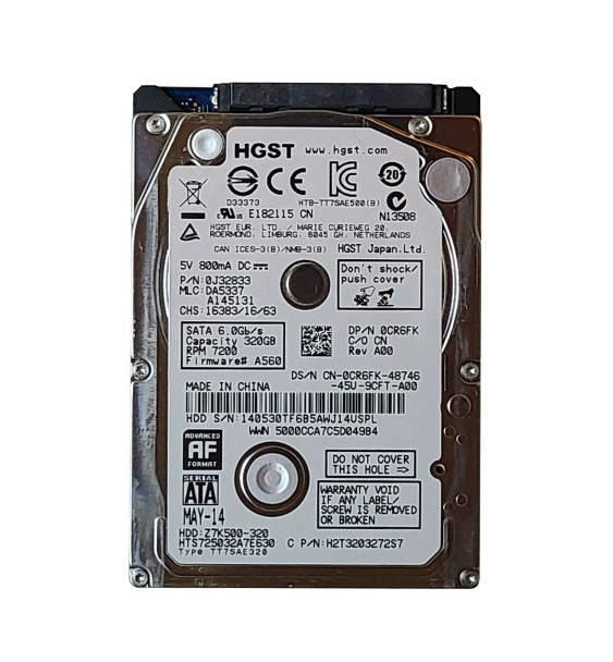 Z7K500-320 - Hitachi 320GB 7200RPM SATA 6Gb/s 32MB Cache 2.5-inch Hard Drive