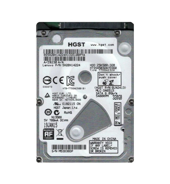 HTS545032A7E660 - Hitachi 320GB SATA 2.5-inch 5400RPM 7mm Laptop Hard Drive