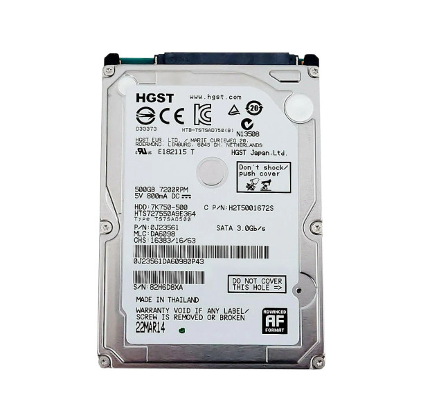 7K750-500 - Hitachi 500GB 7200RPM SATA 3Gb/s 2.5-inch Hard Drive