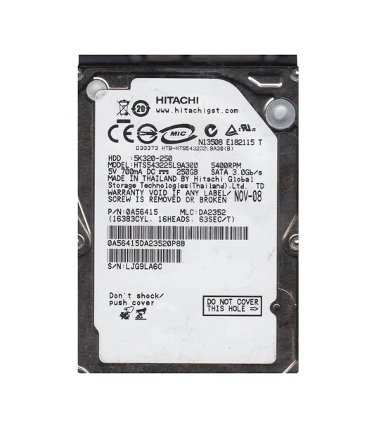 0A56415 - Hitachi Travelstar 5K320 250GB 5400RPM 8MB Cache SATA 3Gb/s 2.5-inch Hard Drive