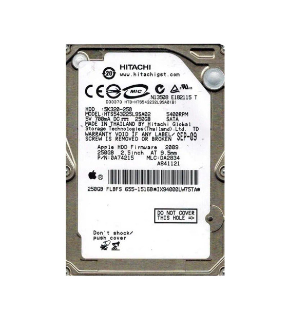 0A74215 - Hitachi Travelstar 5K320 Series 250GB 5400RPM SATA 1.5Gb/s 8MB Cache (512) 2.5-inch Hard Drive