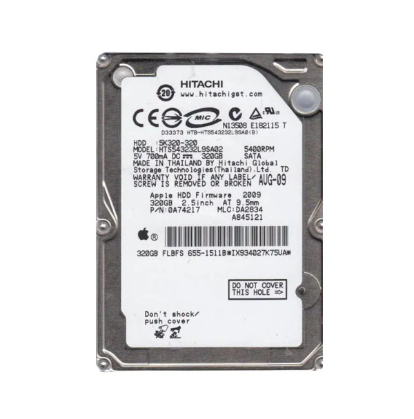 0A74217 - Hitachi Travelstar 5K320 Series 320GB 5400RPM SATA 1.5Gb/s 8MB Cache (512) 2.5-inch Hard Drive